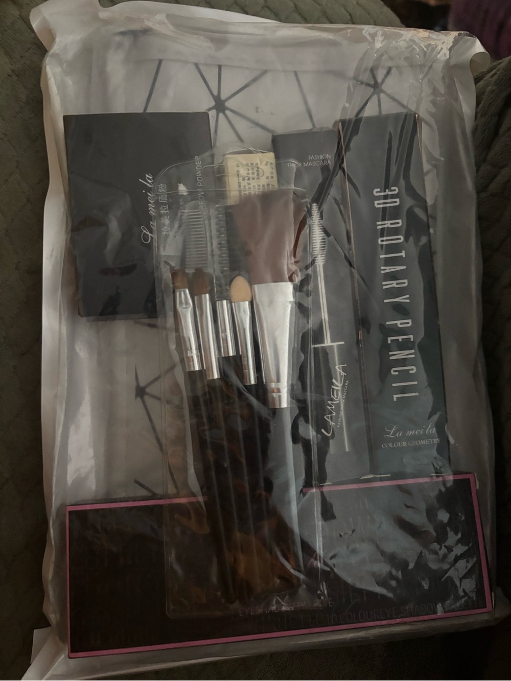 Makeup Brush and Pencil Set - Black and Brown